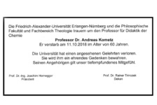 Traueranzeige Prof. Dr. Kometz